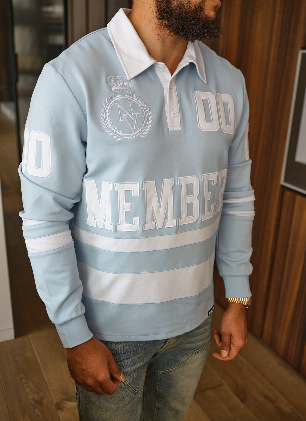Members Royal Rugby Shirt - Baby Blue