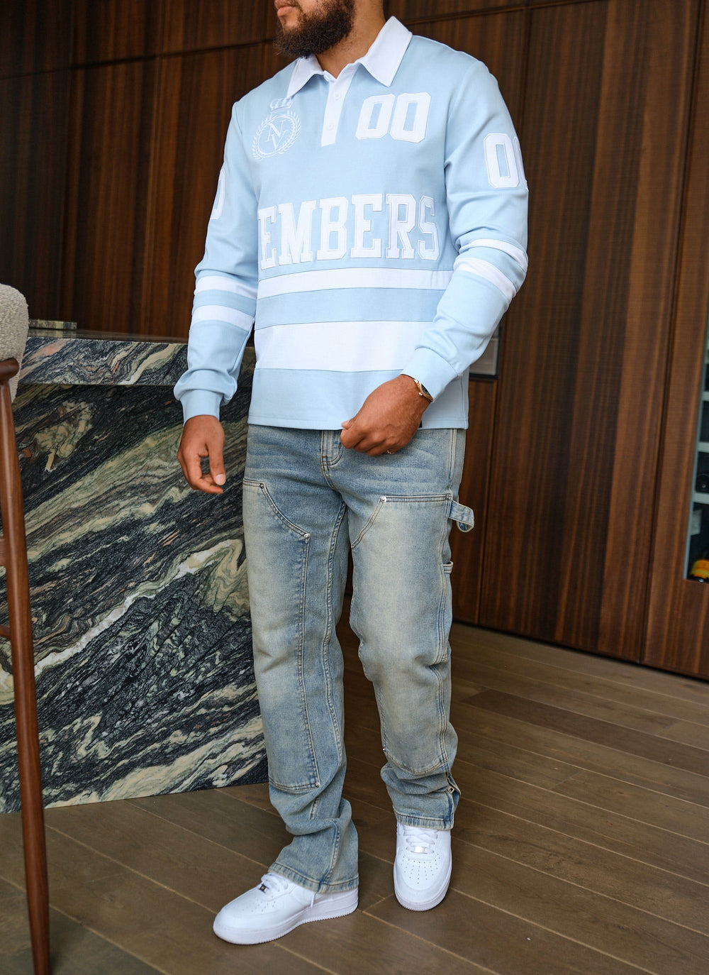 Members Royal Rugby Shirt - Baby Blue
