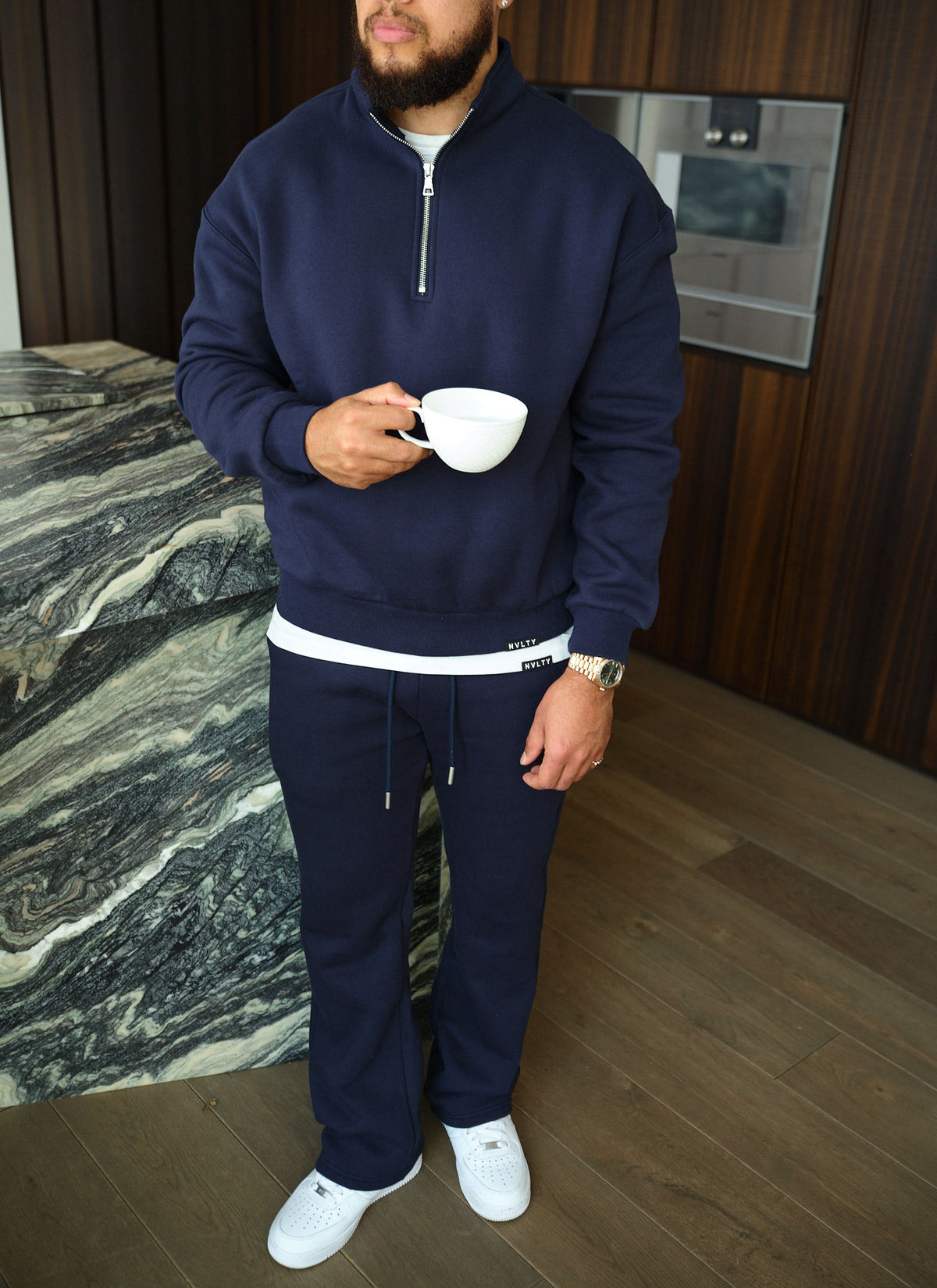 Heavyweight Luxe Flare Joggers - Navy
