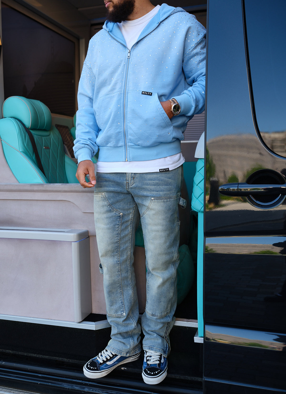 Vintage Flooded VVS Zip Hoodie - Baby Blue