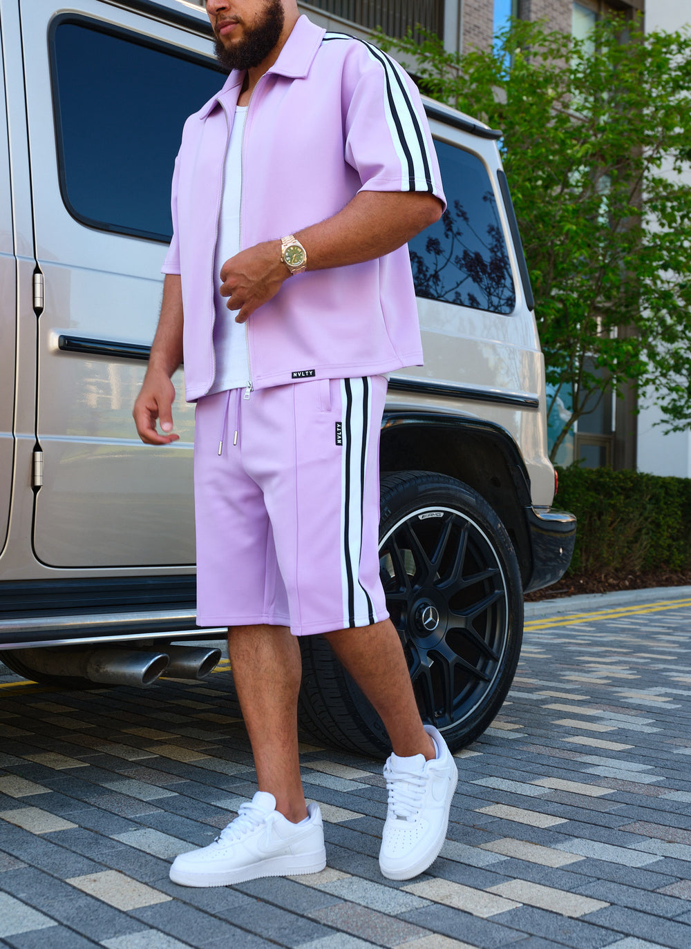 Panelled Luxe Track Shirt - Purple