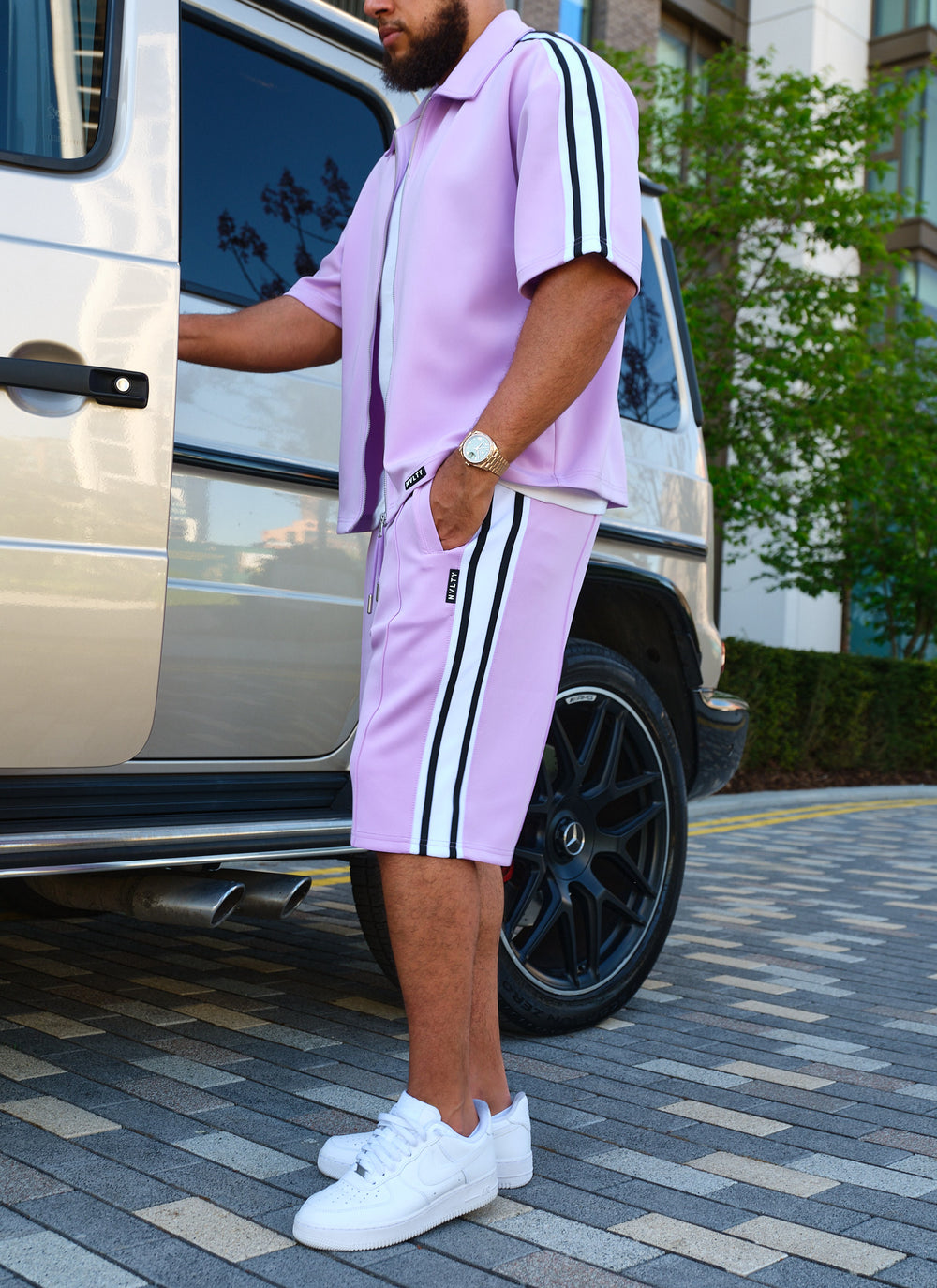 Panelled Luxe Track Shirt - Purple