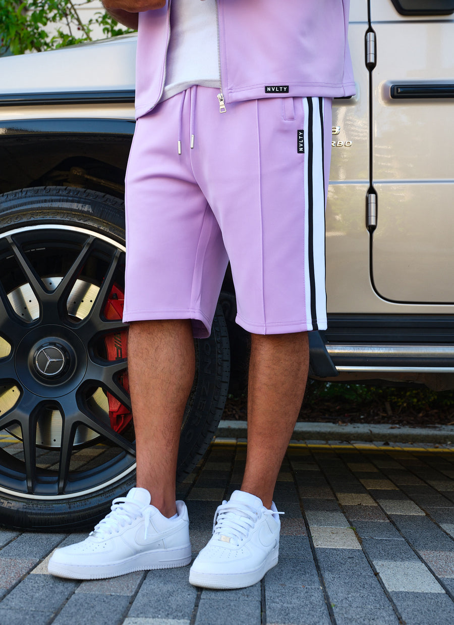 Panelled Luxe Track Shorts - Purple