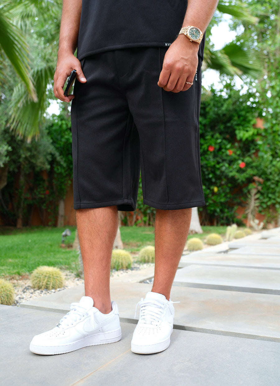 Twill Pleat Shorts - Black