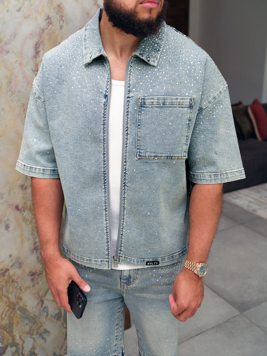 Vintage Flooded VVS Denim Shirt - Blue