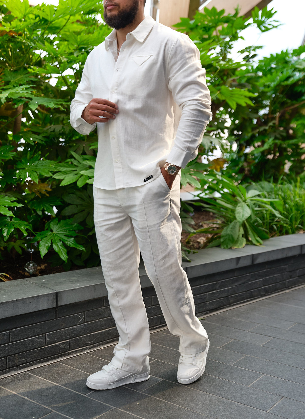 Linen Pleat Pants - White