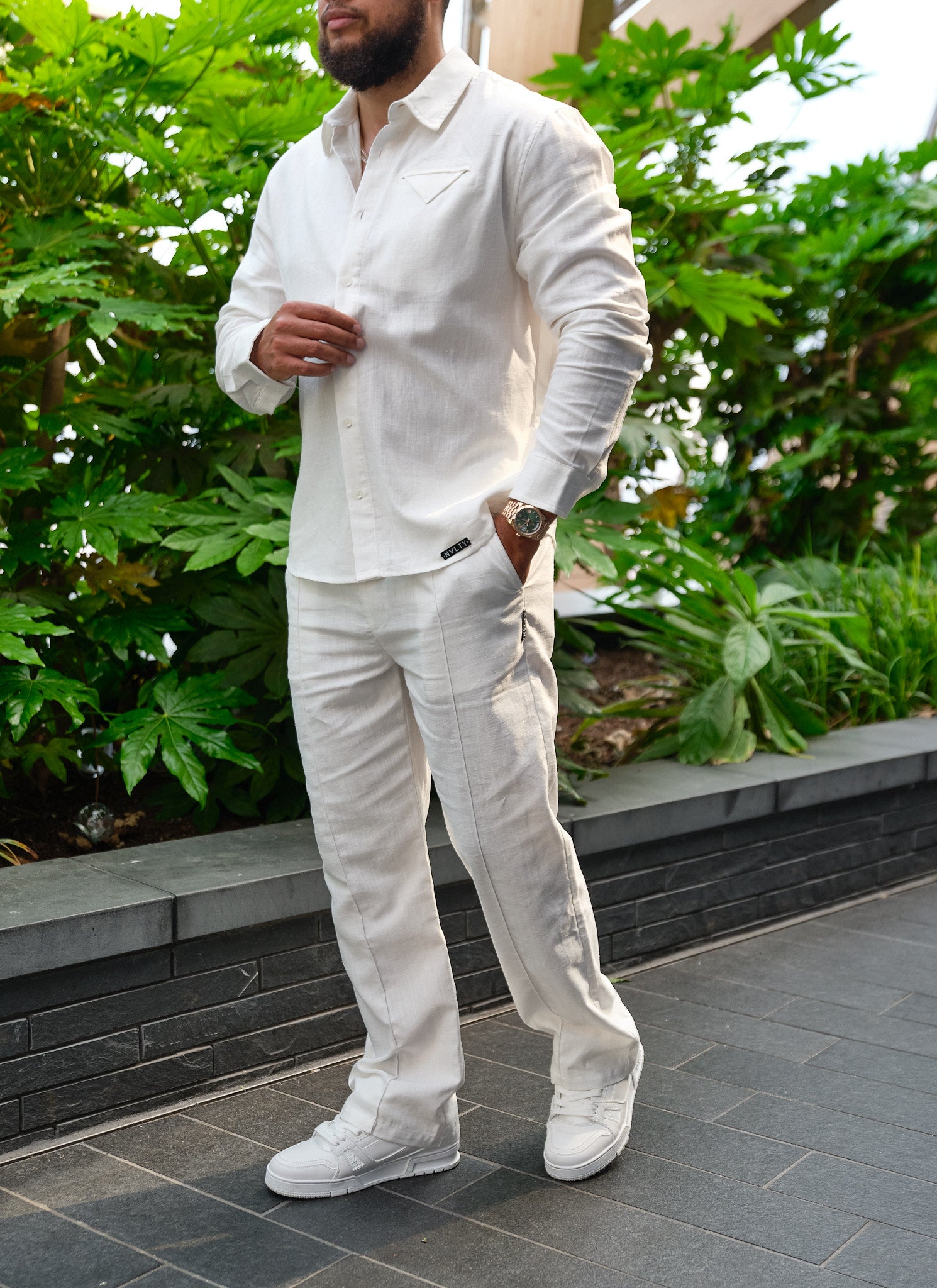 Linen Pleat Pants - White