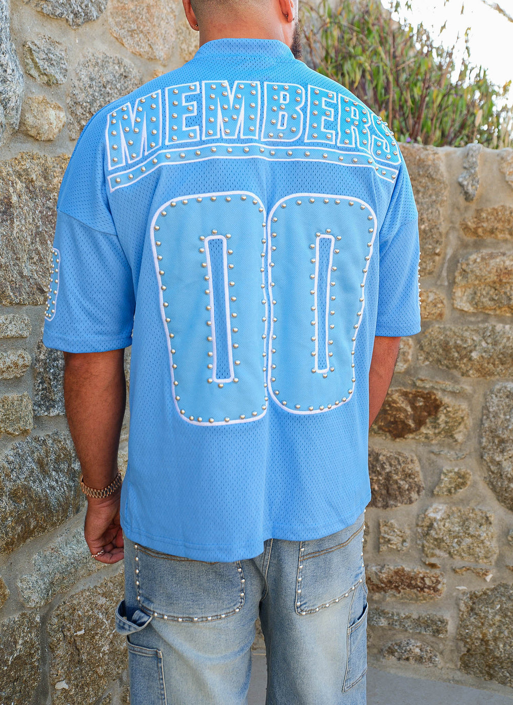 Members Studded Jersey - Baby Blue