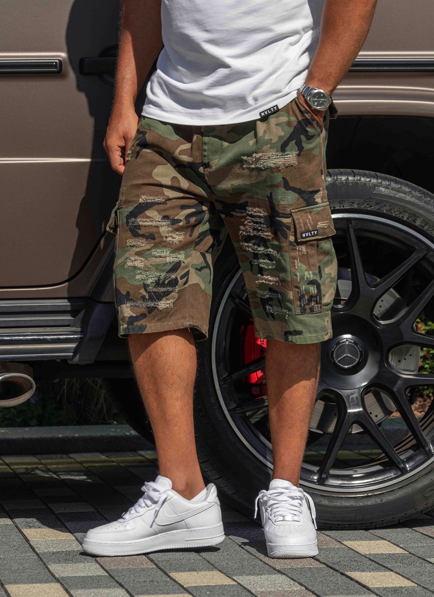 Vintage Repaired Cargo Shorts - Camo