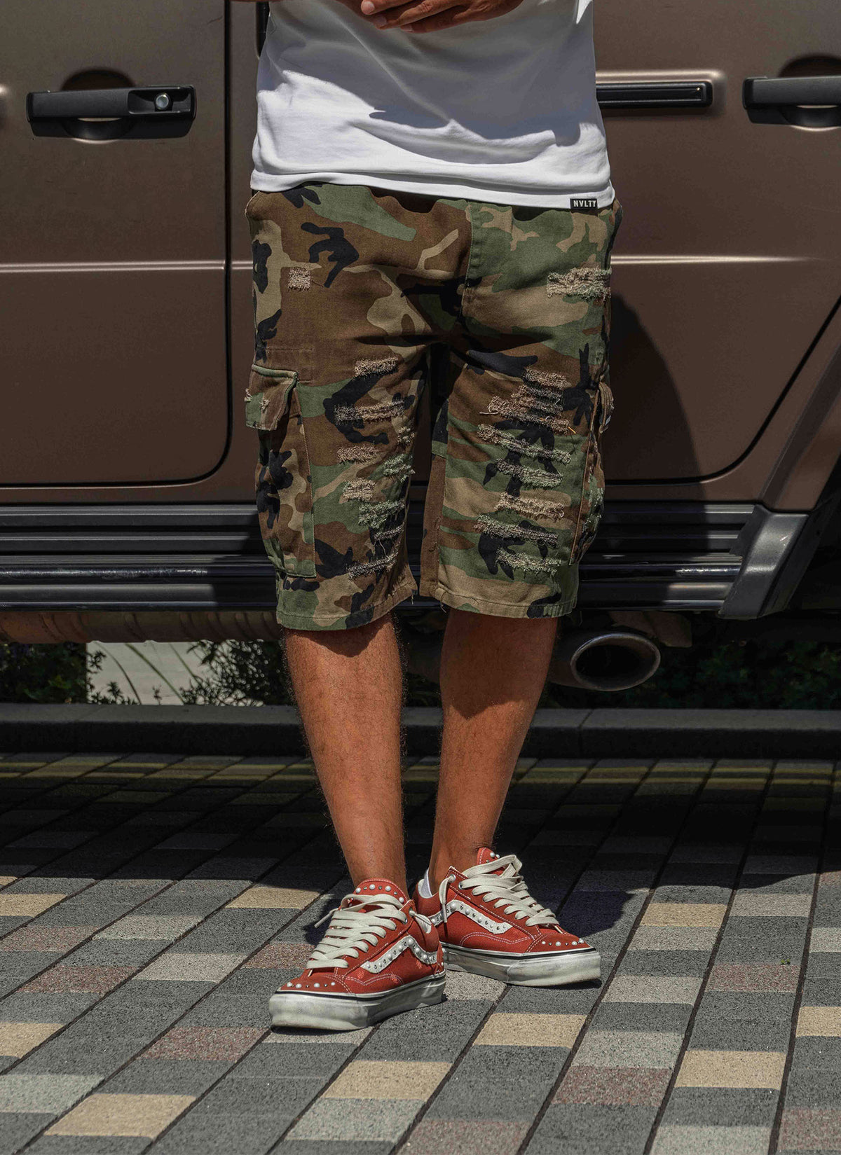 Vintage Repaired Cargo Shorts - Camo