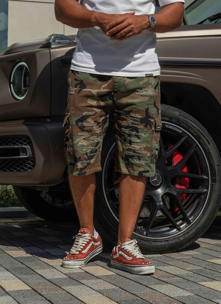 Vintage Repaired Cargo Shorts - Camo