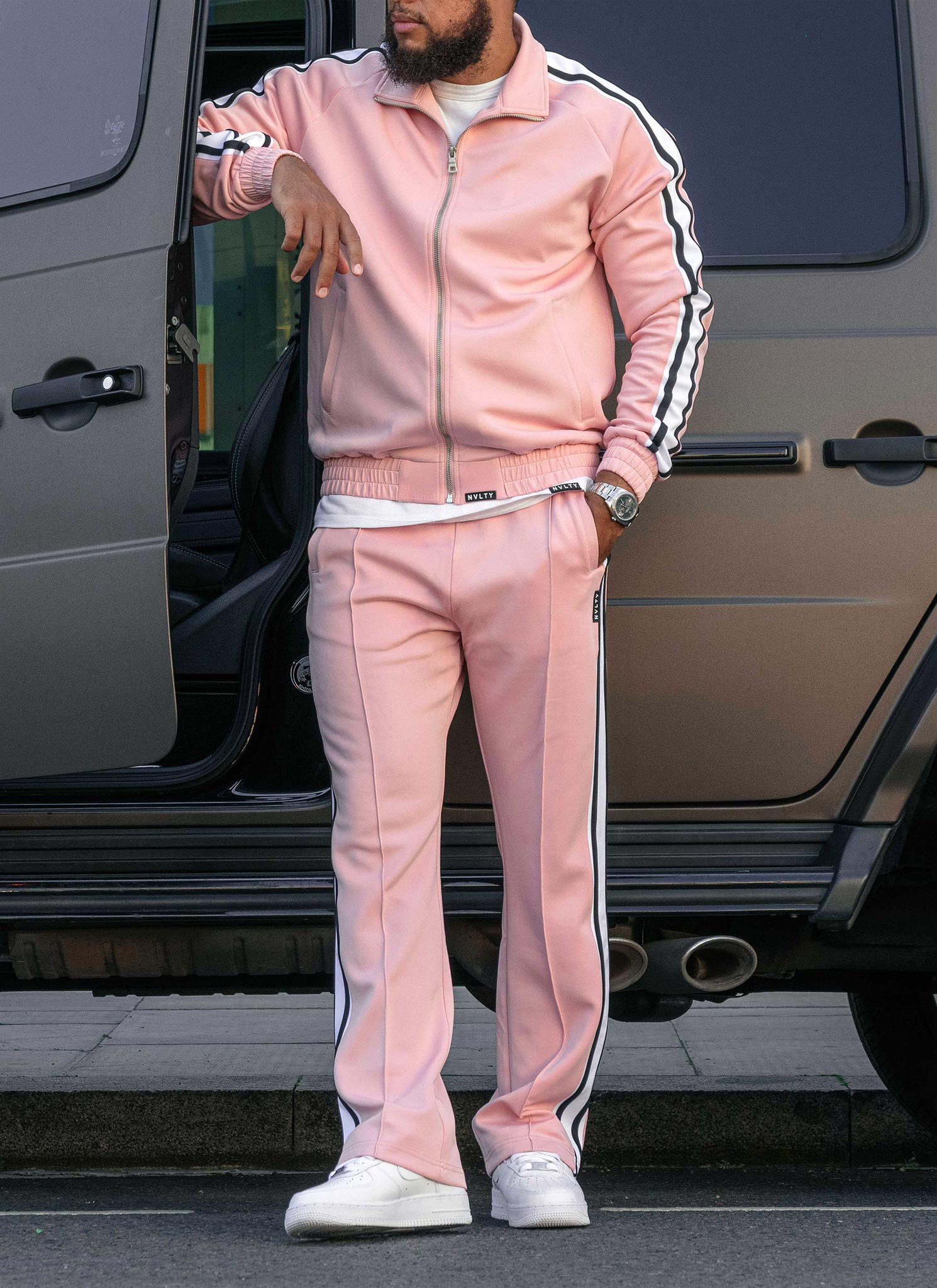 Panelled Luxe Track Jacket - Baby Pink
