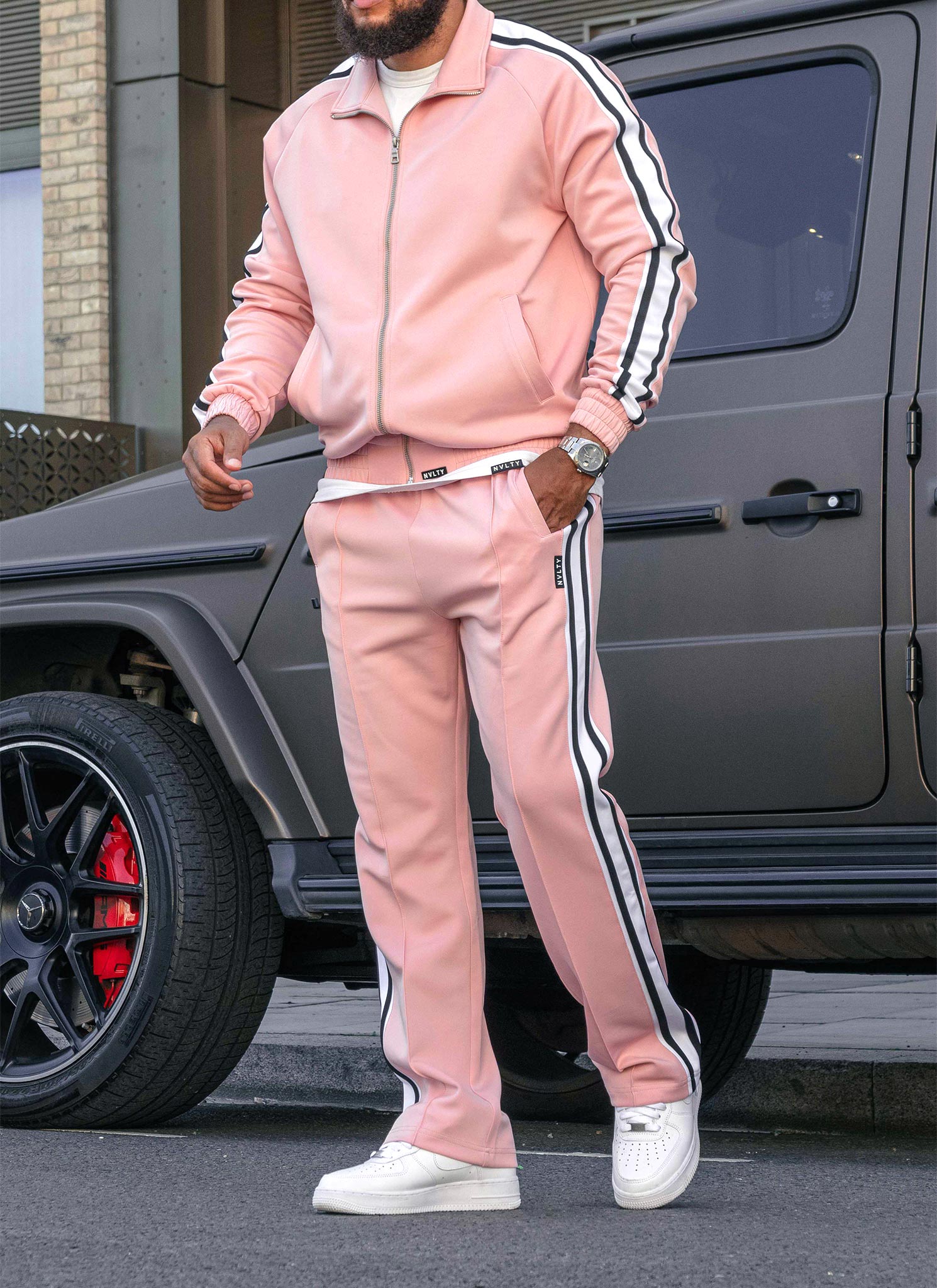 Panelled Luxe Track Jacket - Baby Pink