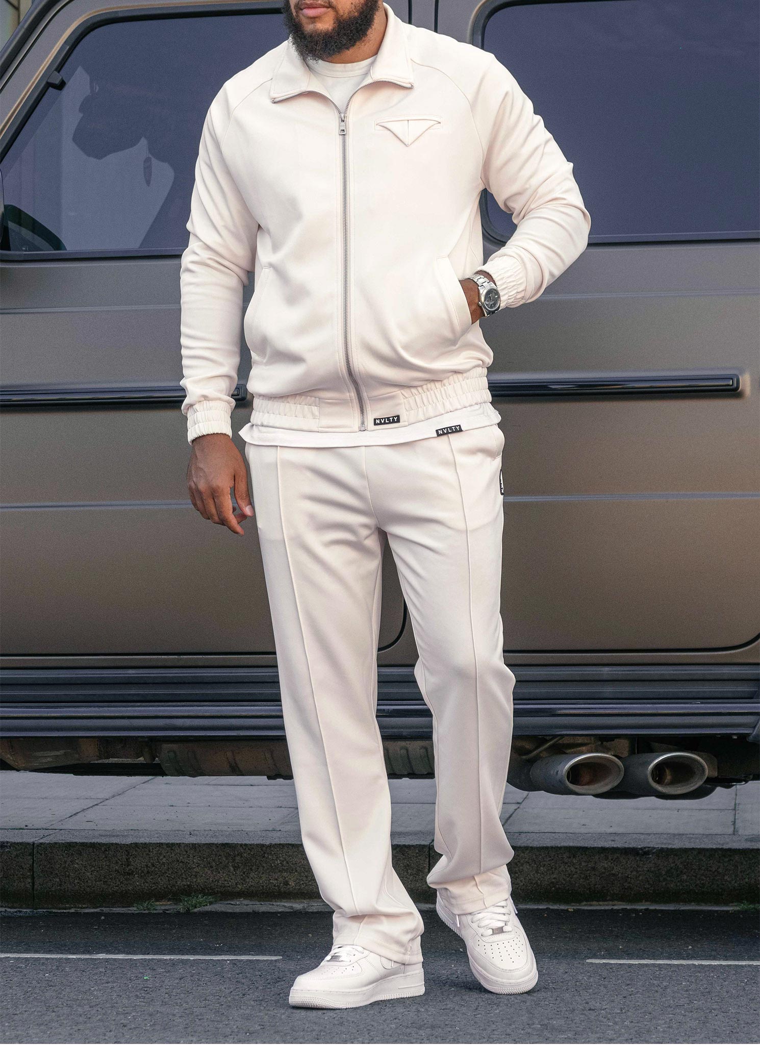 Pleat Track Pants - Ivory