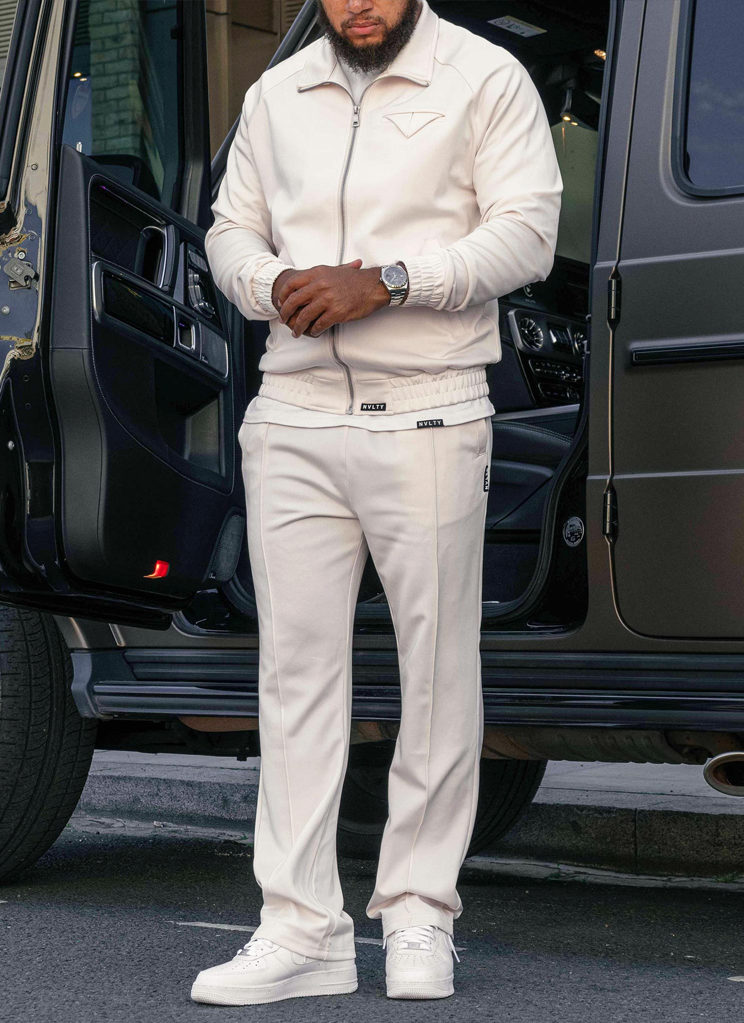 Pleat Track Pants - Ivory