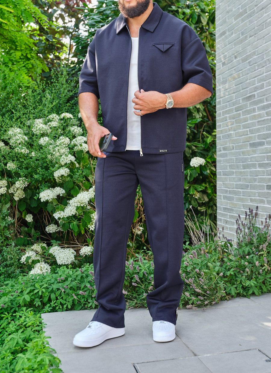 Twill Pleat Pants - Navy