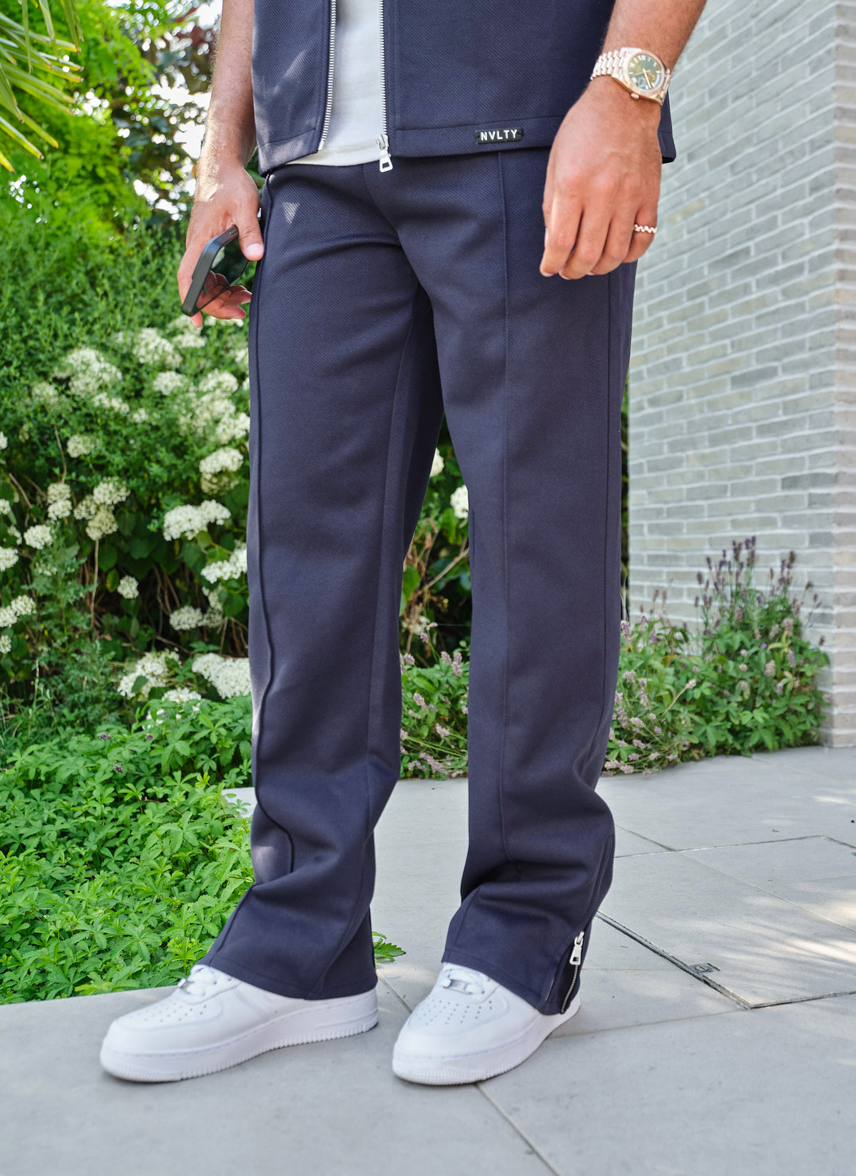 Twill Pleat Pants - Navy
