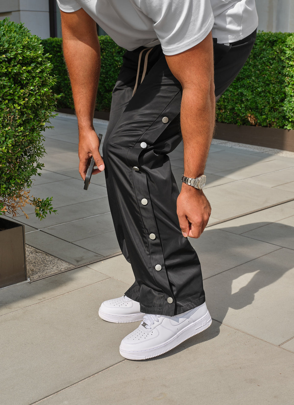 Nylon Snapper Track Pants - Black
