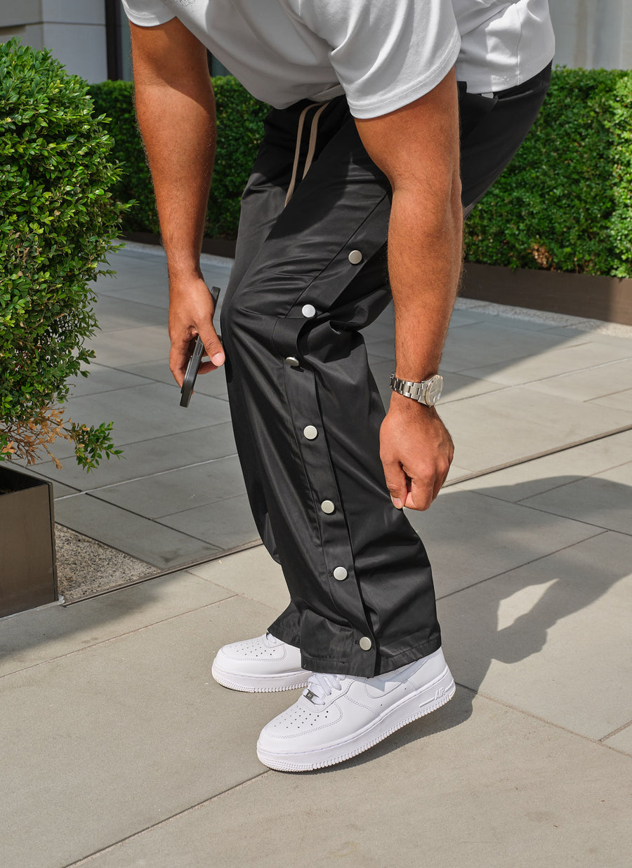 Nylon Snapper Track Pants - Black