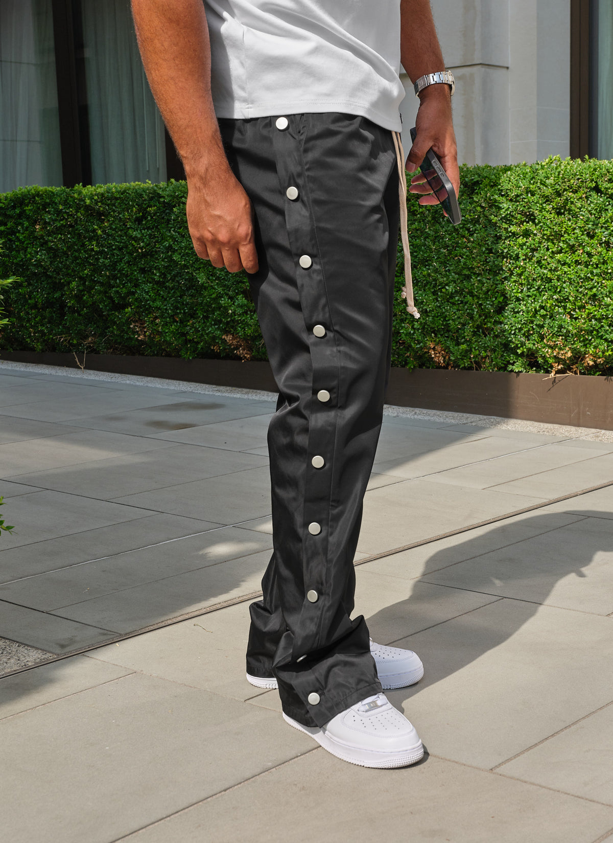 Nylon Snapper Track Pants - Black