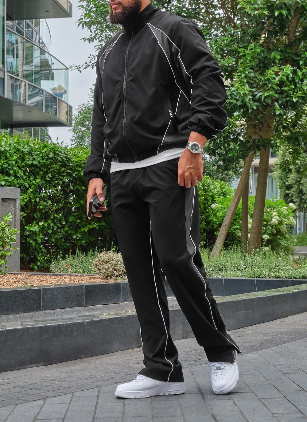 Athletic Track Jacket - Black
