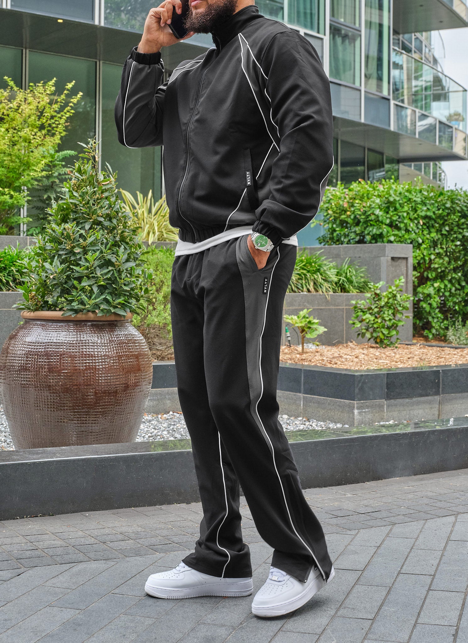 Athletic Track Jacket - Black