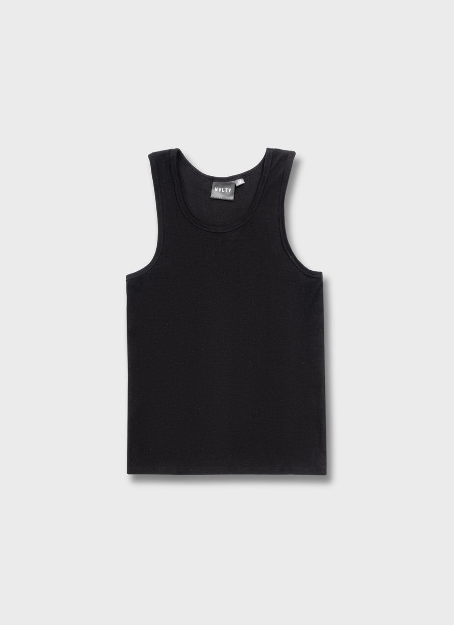 Essential Heavy Ribbed Vest - Black