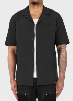 Essential Open Collar Shirt - Black