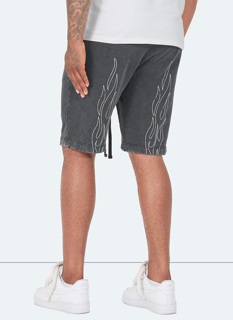 Vintage Flame Shorts - Washed Black