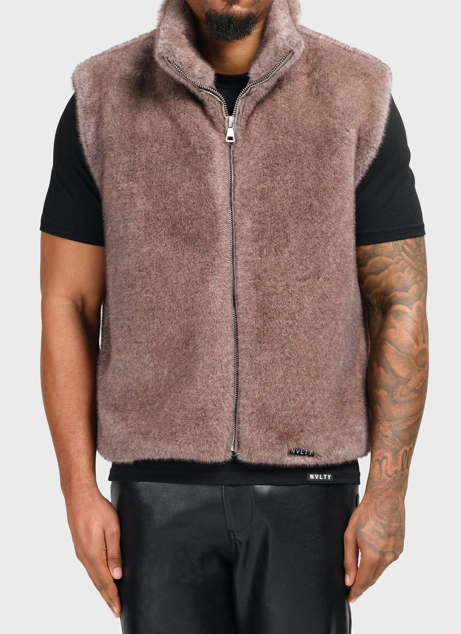 Fur Vest - Taupe