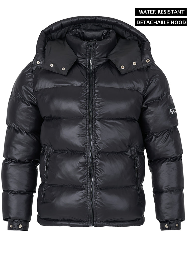 NVLTY - Shiny Puffer Jacket - Black – N V L T Y