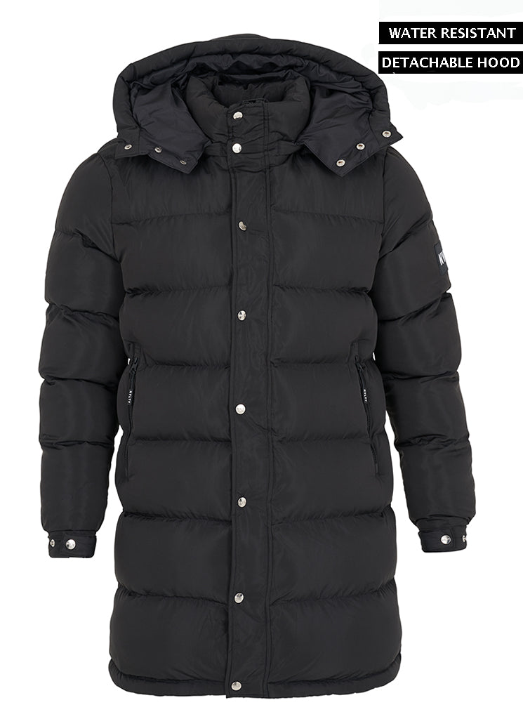 Long Essential Puffer Jacket - Black