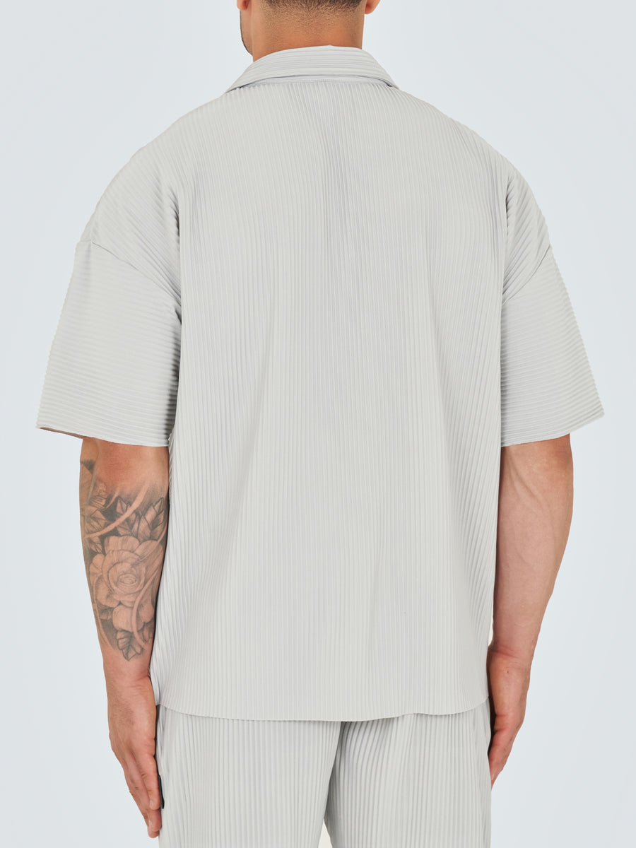 Pleated Drop Shoulder Shirt - Grey