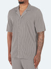 Pleated Open Collar Shirt - Grey