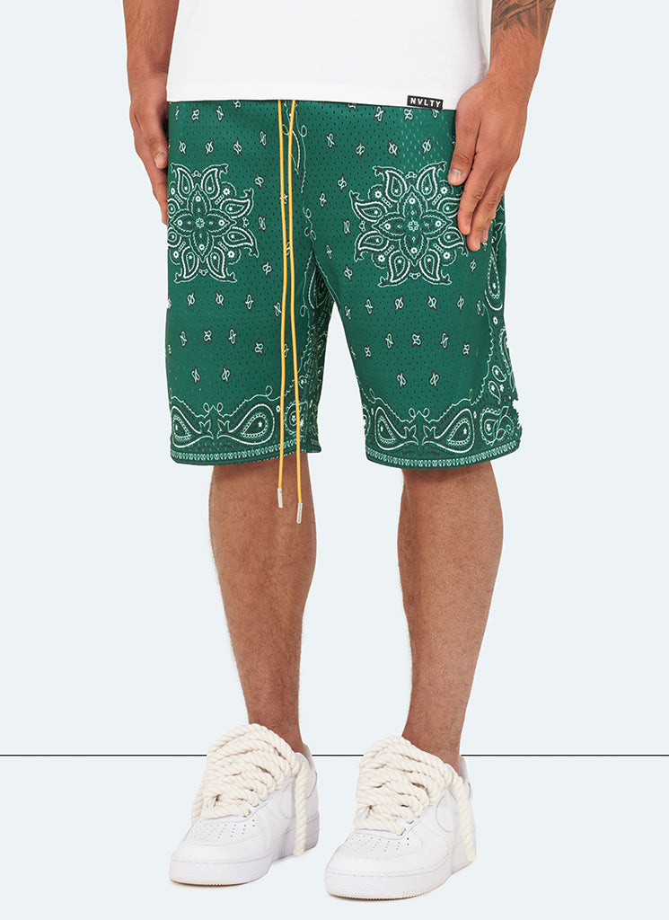 Paisley Mesh Shorts - Green – N V L T Y