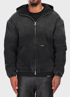 Heavyweight Denim Zip Hoodie - Black