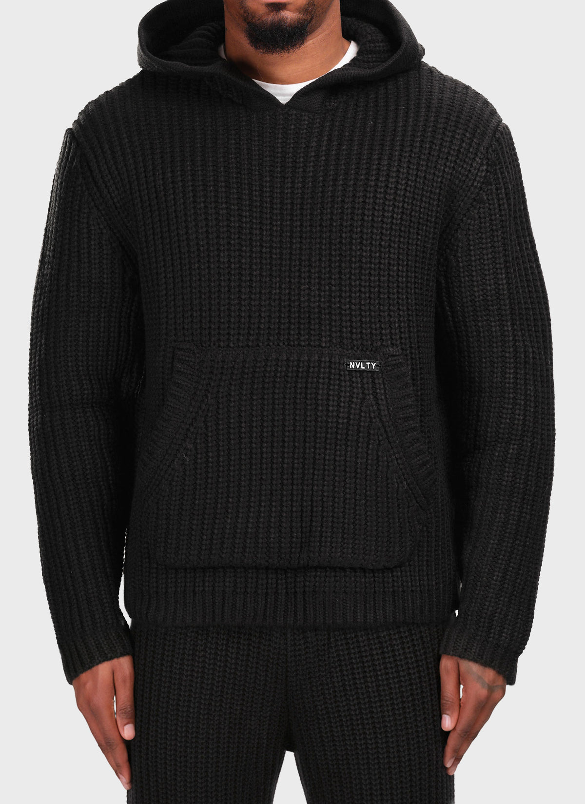 Heavyweight Knitted Hoodie - Black
