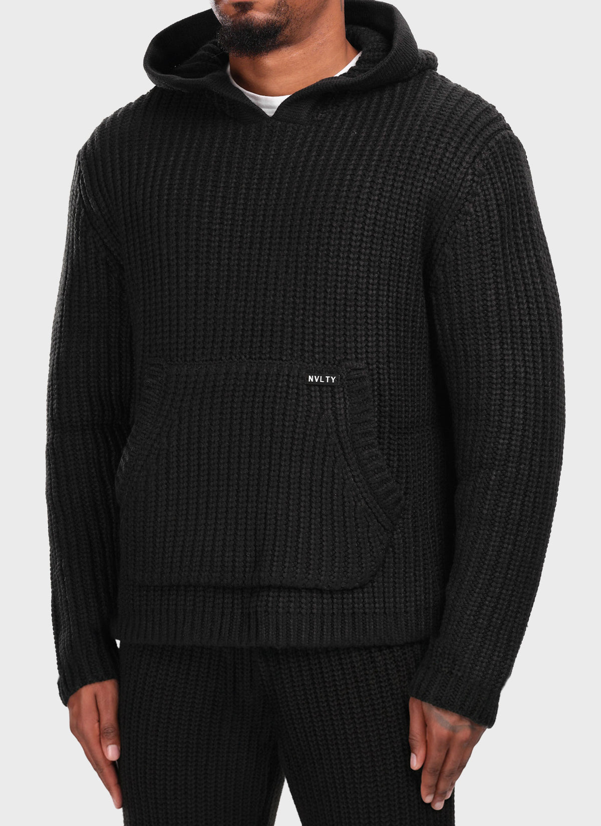 Heavyweight Knitted Hoodie - Black