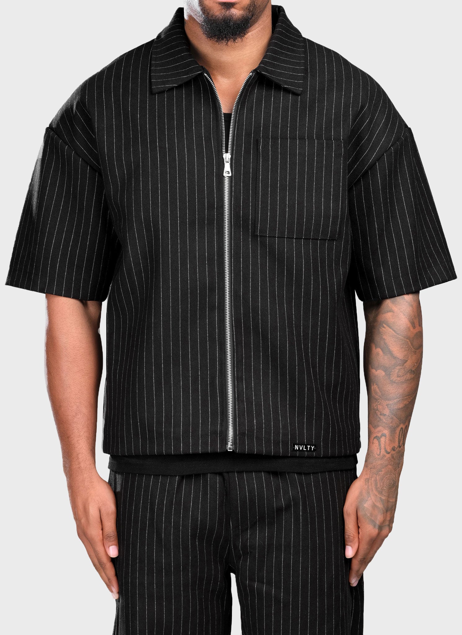 Heavyweight Pinstripe Shirt - Black