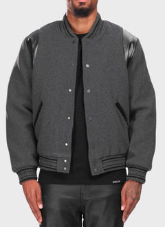 Heavyweight Wool Bomber Jacket - Grey