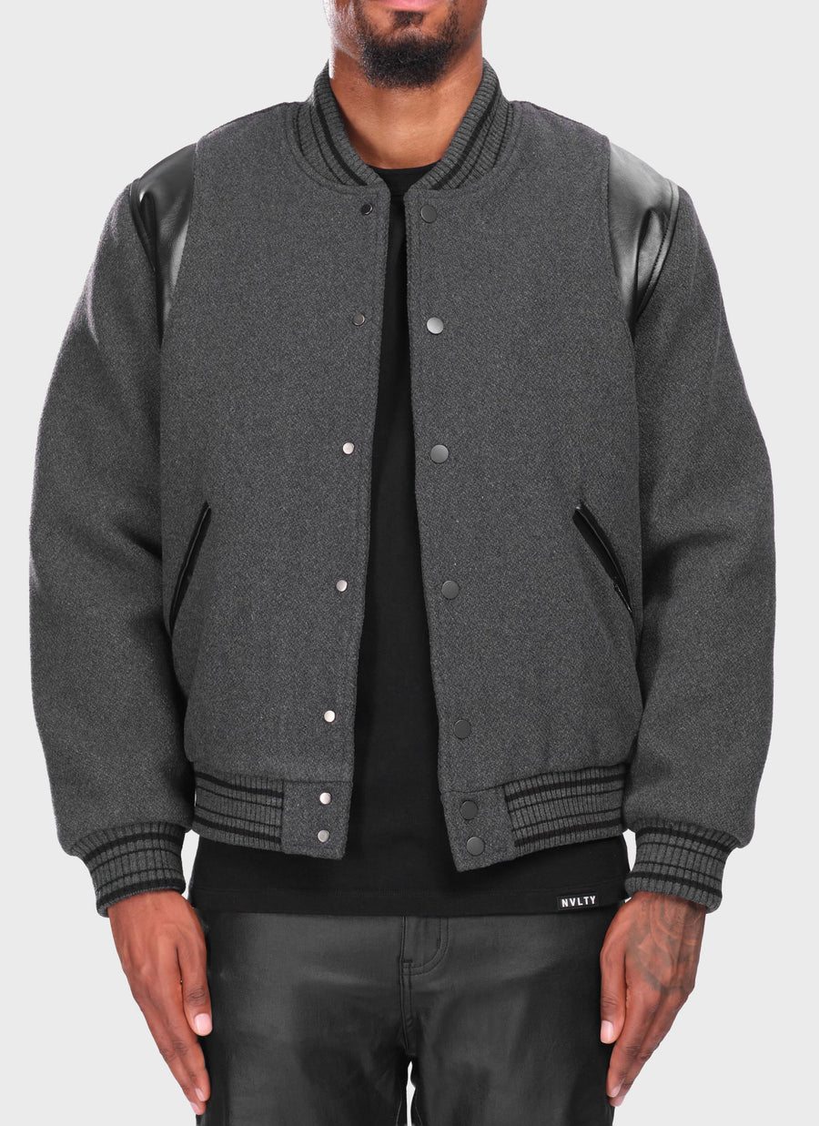 Heavyweight Wool Bomber Jacket - Grey