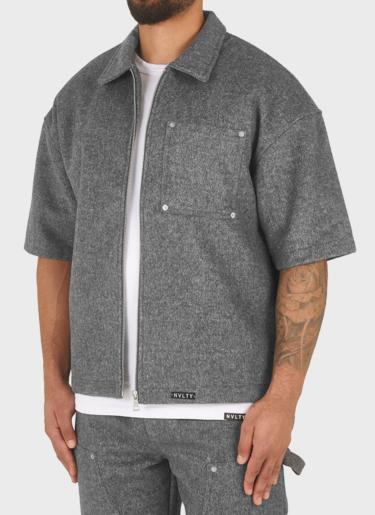 Heavyweight Wool Rivet Shirt - Grey