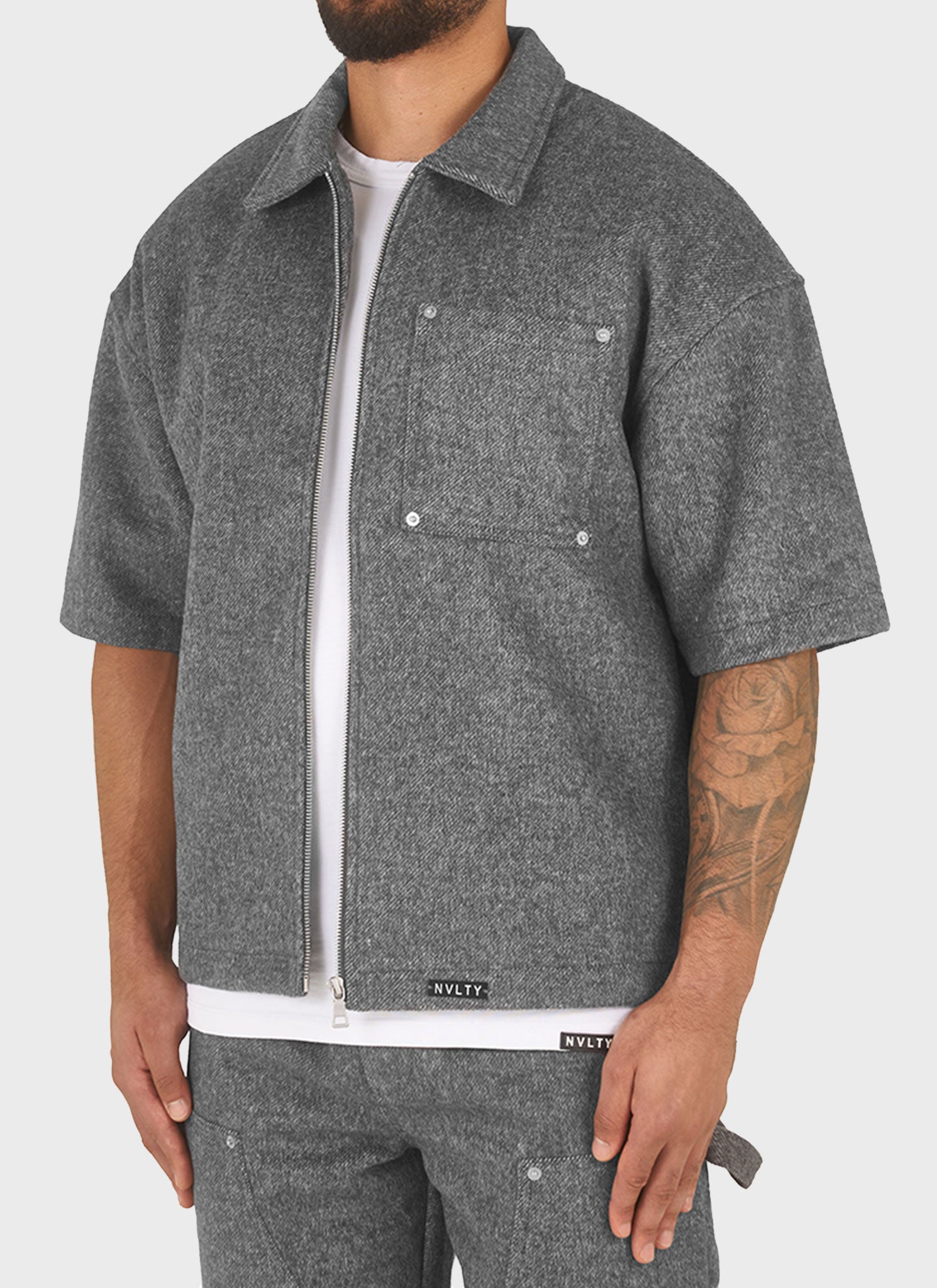 Heavyweight Wool Rivet Shirt - Grey
