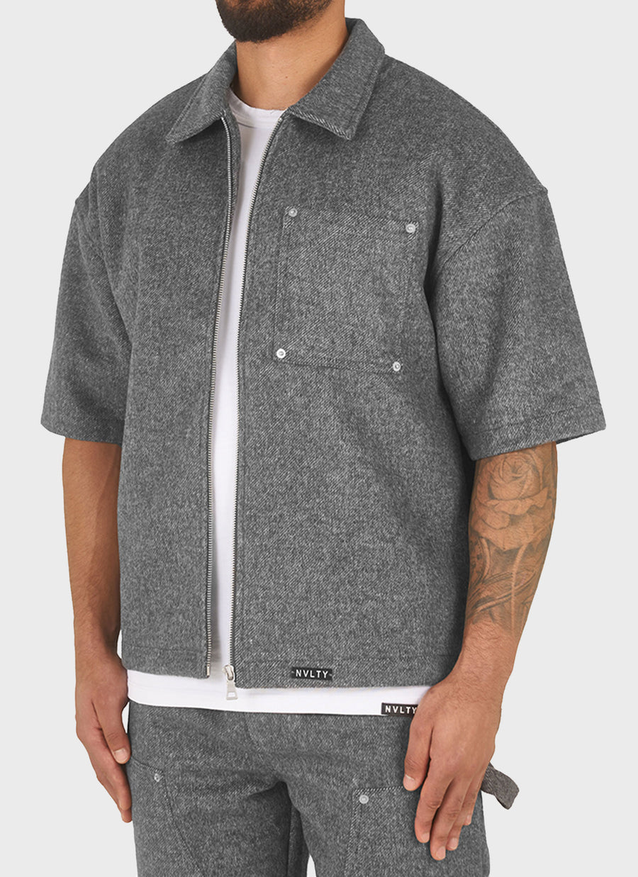 Heavyweight Wool Rivet Shirt - Grey