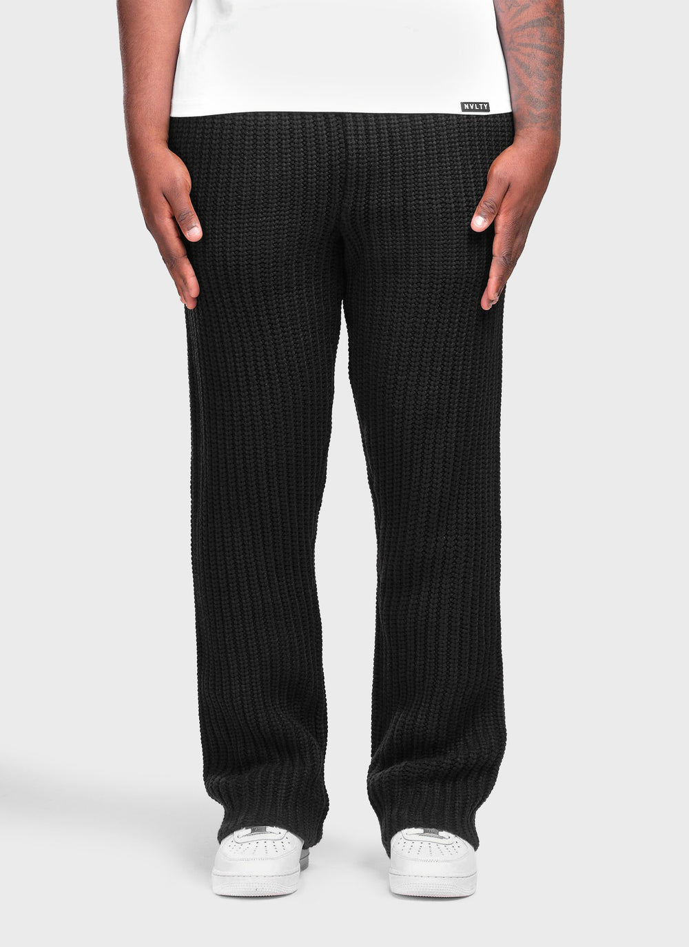 Heavyweight Knitted Joggers - Black