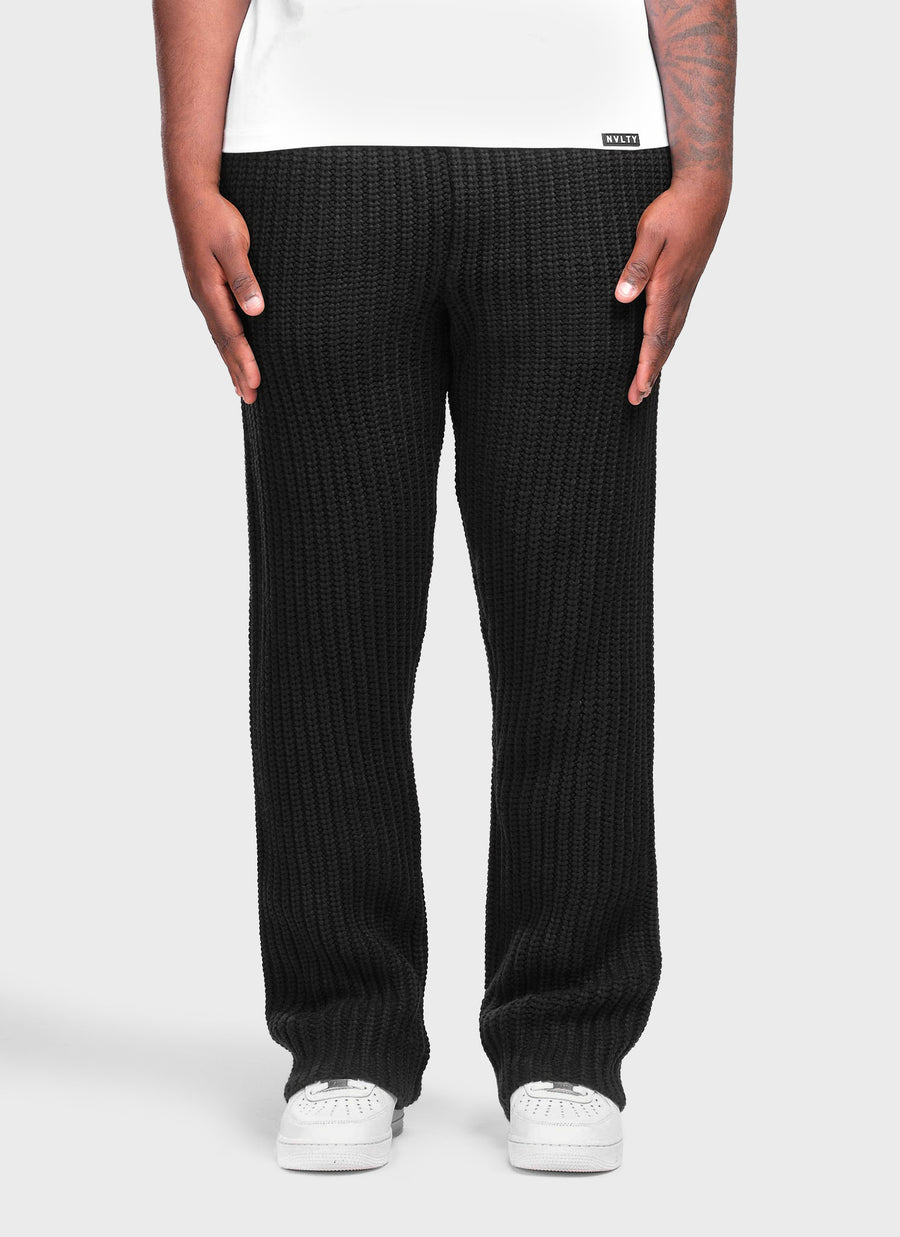 Heavyweight Knitted Joggers - Black