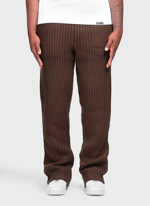 Heavyweight Knitted Joggers - Brown