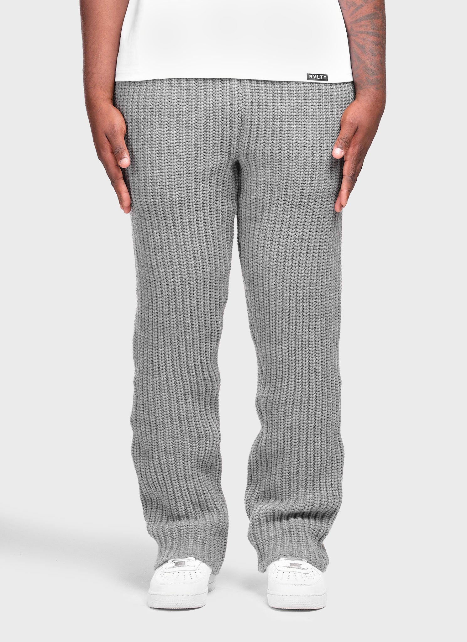 Heavyweight Knitted Joggers - Grey