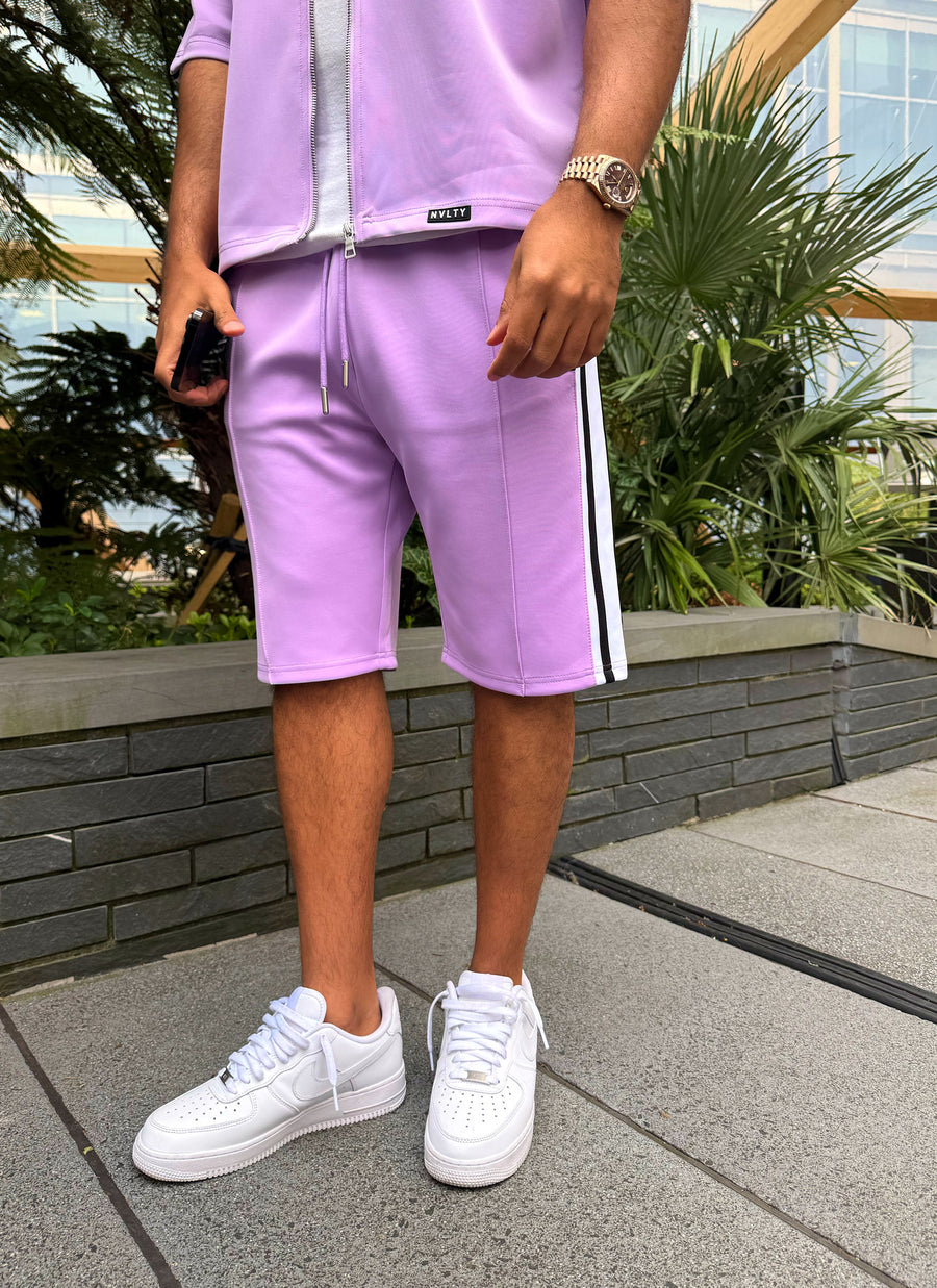 Panelled Luxe Track Shorts - Purple