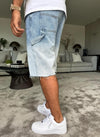 Vintage Deep Fade Denim Shorts - Blue